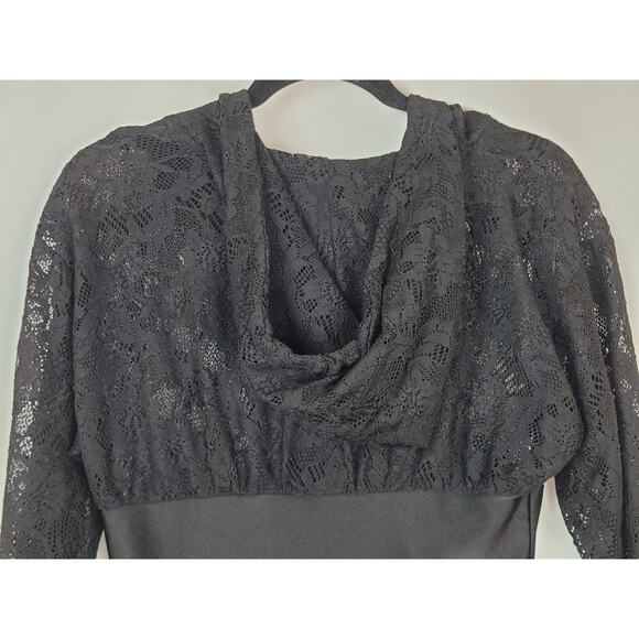 Vintage Rocawear Womens 3/4 Zip Lace Black Hoodie Jacket Size Small - Picture 9 of 11